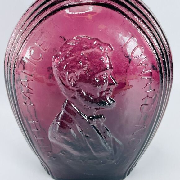 Wheaton Amethyst Glass Purple Bottle Lincoln Malice Toward None Decanter Flask - Picture 2 of 9